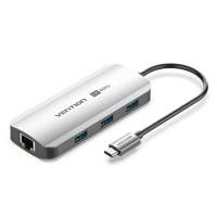 Концентратор Vention USB 3.1 Type-C to HDMI 4K60Hz/USB 3.0x3/RJ45/PD 100W 6-in-1 (TQHHB) Diawest