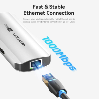 Концентратор Vention USB 3.1 Type-C to HDMI 4K60Hz/USB 3.0x3/RJ45/PD 100W 6-in-1 (TQHHB) Diawest