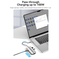 Концентратор Vention USB 3.1 Type-C to HDMI 4K60Hz/USB 3.0x3/RJ45/PD 100W 6-in-1 (TQHHB) Diawest