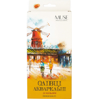 Олівці кольорові Muse Акварельні Шестигранні з пензликом та точилкою 24 шт (104M-24) Diawest