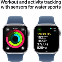 Смарт-годинник Apple Watch Series 10 GPS 42mm Silver Aluminium Case with Denim Sport Band - S/M (MWWA3QH/A) Diawest