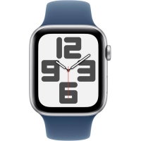 Смарт-годинник Apple Watch SE 2024 GPS 44mm Silver Aluminium Case with Denim Sport Band - M/L (MXER3QH/A) Diawest