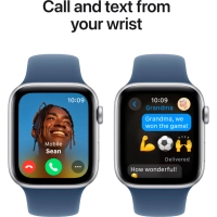 Смарт-годинник Apple Watch SE 2024 GPS 44mm Silver Aluminium Case with Denim Sport Band - M/L (MXER3QH/A) Diawest