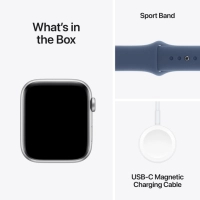 Смарт-годинник Apple Watch SE 2024 GPS 44mm Silver Aluminium Case with Denim Sport Band - M/L (MXER3QH/A) Diawest