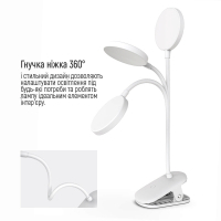 Настільна лампа ColorWay Flexible & Clip 2, 3.5W, battery 1800 mAh (CW-DL10FCB-W) Diawest