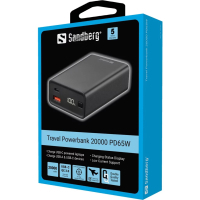 Батарея універсальна Sandberg 20000mAh, PD/65W, QC/3.0, low carrent mode, +cable 100W (420-95) Diawest