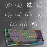 Клавіатура GamePro MK141R Red Swich Low Profile RGB USB Dark Gray (MK141R) Diawest