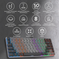 Клавіатура GamePro MK140R Red Swich Low Profile USB Dark Gray (MK140R) Diawest