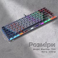 Клавіатура GamePro MK140R Red Swich Low Profile USB Dark Gray (MK140R) Diawest