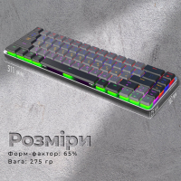 Клавіатура GamePro MK122R Red Swich Low Profile Wireless Dark Gray (MK122R) Diawest