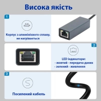 Адаптер Dynamode USB3.0 Type-C to 1000/100 Mbit/s RJ-45 (RTL8153) 0.13 m (DM-AD-GLAN-C) Diawest