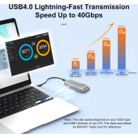 Кишеня зовнішня Maiwo M.2 SSD NVMe 2280 ч-з USB4.0 Type-C 40Gbps (K1695) Diawest