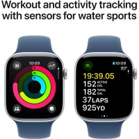 Смарт-годинник Apple Watch Series 10 GPS 46mm Silver Aluminium Case with Denim Sport Band - S/M (MWWL3QH/A) Diawest