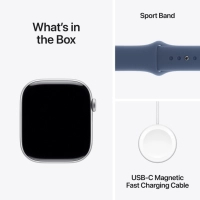 Смарт-годинник Apple Watch Series 10 GPS 46mm Silver Aluminium Case with Denim Sport Band - S/M (MWWL3QH/A) Diawest