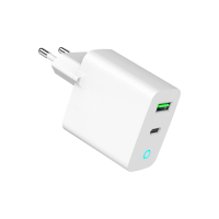 Зарядний пристрій Gembird 1xUSB-A + 1 Type-C (PD20Вт + QC3.0 18Вт) white (TA-UC-PDQC20L-W-01) Diawest