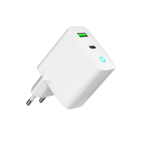 Зарядний пристрій Gembird 1xUSB-A + 1 Type-C (PD20Вт + QC3.0 18Вт) white (TA-UC-PDQC20L-W-01) Diawest