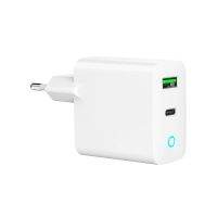 Зарядний пристрій Gembird 1xUSB-A + 1 Type-C (PD20Вт + QC3.0 18Вт) white (TA-UC-PDQC20L-W-01) Diawest