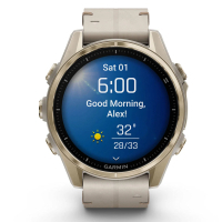 Смарт-годинник Garmin fenix 8 43mm, AMOLED, Saph, SftGldSS/FogGryLeatherBnd, Excl, GPS (010-02903-40) Diawest