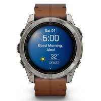 Смарт-годинник Garmin fenix 8 51mm,AMOLED,Sapphire, Bare Ti, Blk/Chsnt Lthr (010-02905-40) Diawest