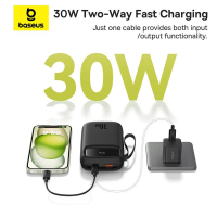 Батарея універсальна Baseus QPow2 20000mAh 30W, with 2*Type-C Cable, Black (P10055009113-00) Diawest