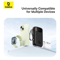 Батарея універсальна Baseus QPow2 20000mAh 30W, with 2*Type-C Cable, Black (P10055009113-00) Diawest