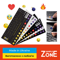 Наклейка на клавіатуру SampleZone непрозора чорна, біло-жовта (SZ-BK-YS) Diawest