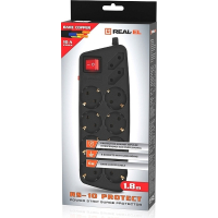 Мережевий фільтр живлення REAL-EL REAL-EL RS-10 Protect, 1.8m, black (EL122300038) Diawest
