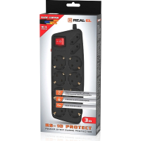 Мережевий фільтр живлення REAL-EL REAL-EL RS-10 Protect, 3m, black (EL122300039) Diawest
