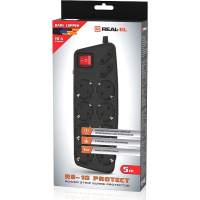 Мережевий фільтр живлення REAL-EL REAL-EL RS-10 Protect, 5m, black (EL122300040) Diawest
