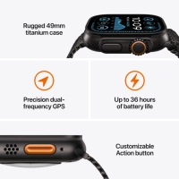 Смарт-годинник Apple Watch Ultra 2 2024 GPS + Cellular 49mm Black Titanium Case with Black Ocean Band (MX4P3UL/A) Diawest