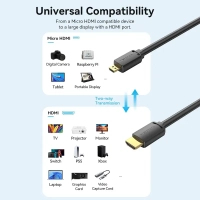 Кабель мультимедійний HDMI A to HDMI C (mini), 1.5m V2.0 4K 60Hz 18Gbps HDR Dolby Vention (AGHBG) Diawest