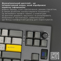 Клавіатура Epomaker Shadow-X 70 Flamingo Switch Hot-Swap LCD Screen RGB Wireless/Bluetooth/USB UA Black (SHX-B-F) Diawest