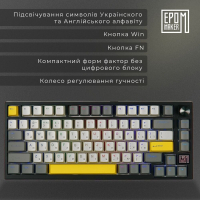Клавіатура Epomaker TH80 SE 75 Budgerigar V2 Switch Hot-Swap RGB Wireless/Bluetooth/USB UA Black (TH80-SE-B-BV2) Diawest