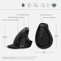 Мишка HP 920 Ergonomic Vertical Wireless/Bluetooth Black (6H1A4AA) Diawest