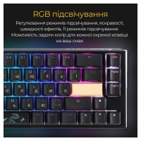 Клавіатура Ducky One 3 SF Cherry MX Red RGB UA USB Black (DKON2167ST-RUAPXCLAWSC1) Diawest