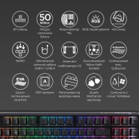 Клавіатура Ducky One 3 TKL Cherry MX Blue RGB UA USB Black (DKON2187ST-CUAPXCLAWSC1) Diawest
