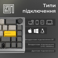 Клавіатура Epomaker EK68 65 Budgerigar V2 Switch Hot-Swap RGB Wireless/Bluetooth/USB UA Black (EK68-B-BV2) Diawest