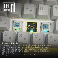 Клавіатура Epomaker EK68 65 Budgerigar V2 Switch Hot-Swap RGB Wireless/Bluetooth/USB UA Black (EK68-B-BV2) Diawest