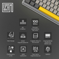 Клавіатура Epomaker EK68 65 Budgerigar V2 Switch Hot-Swap RGB Wireless/Bluetooth/USB UA Black (EK68-B-BV2) Diawest