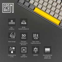 Клавіатура Epomaker EP64 60 Mulan Switch Hot-Swap RGB Wireless/Bluetooth/USB UA Black (EP64-B-M) Diawest