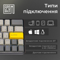 Клавіатура Epomaker EP64 60 Mulan Switch Hot-Swap RGB Wireless/Bluetooth/USB UA Black (EP64-B-M) Diawest