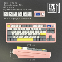 Клавіатура Epomaker Shadow-S TKL Mulan Switch Hot-Swap LCD Screen RGB Wireless/Bluetooth/USB UA Pink (SHS-P-WL) Diawest