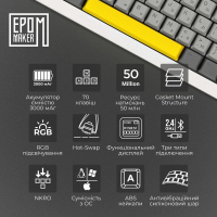 Клавіатура Epomaker Shadow-X 70 Wisteria Linear Switch Hot-Swap LCD Screen RGB Wireless/Bluetooth/USB UA White (SHX-W-WL) Diawest