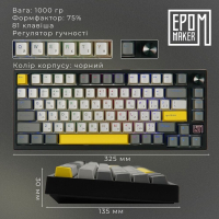 Клавіатура Epomaker TH80 SE 75 Flamingo Switch Hot-Swap RGB Wireless/Bluetooth/USB UA Black (TH80-SE-B-F) Diawest