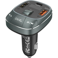 FM модулятор Vention PD 54W 3-Port USB (C+A+A) LED/USB Flash/Bluetooth, вольтметр (FFLB0) Diawest