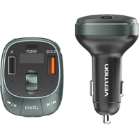 FM модулятор Vention PD 54W 3-Port USB (C+A+A) LED/USB Flash/Bluetooth, вольтметр (FFLB0) Diawest
