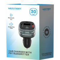 FM модулятор Vention PD 54W 3-Port USB (C+A+A) LED/USB Flash/Bluetooth, вольтметр (FFLB0) Diawest