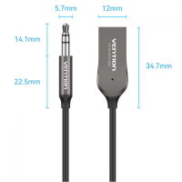 FM модулятор Vention AUX TRS 3.5мм USB Bluetooth 5.0 Coiled Cable 1.5M Gray Zinc (NAGHG) Diawest
