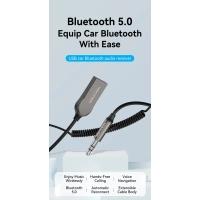 FM модулятор Vention AUX TRS 3.5мм USB Bluetooth 5.0 Coiled Cable 1.5M Gray Zinc (NAGHG) Diawest