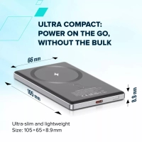 Батарея універсальна Canyon 5000mAh OnPower 505 slim Magsafe PD/20W Beige (CNS-CPB505BE) Diawest